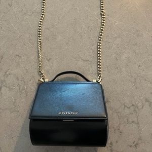 Givenchy Mini Pandora Box Chain Black Calf Leather Shoulder Bag Purse GHW